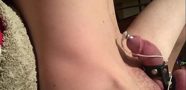  12"dildo pushes my stomach out on fucking machine